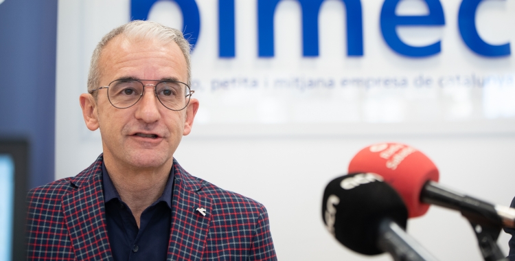 Josep Ginesta, Secretari General de PIMEC, durant la roda de premsa | Roger Benet