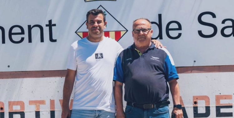 Sag i Bedmar al Municipal de la Creu escenificant el canvi a la presidència | UE Sabadellenca