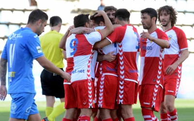 Juanjo Ciércoles celebra el seu primer gol com a arlequinat