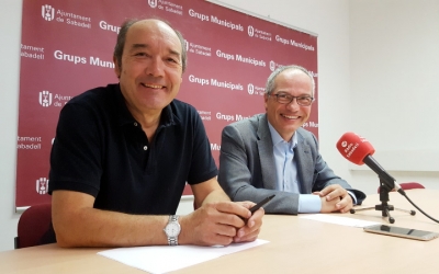 Josep Beltran i Carles Rossinyol a la roda de premsa d'aquest matí