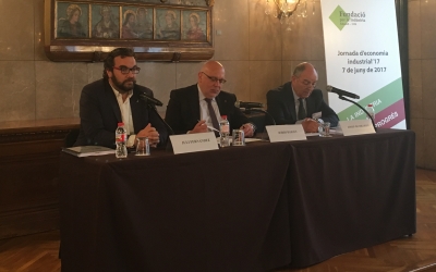 L'alcalde Juli Fernàndez, el conseller d'Empresa i Coneixement, Jordi Baiget i el president de la Fundit, Josep Bombardó | Mireia Sans