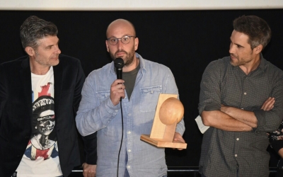 David Rodríguez, director de "Refugiados", amb Unax Ugalde i Nacho Guerreros | Roger Benet