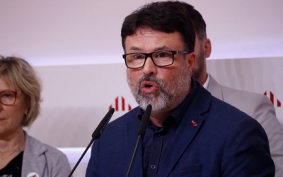 Joan Josep Nuet, durant la roda de premsa d'aquest matí | ACN