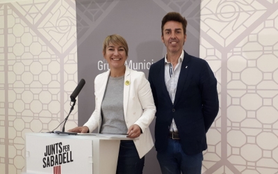 Lourdes Ciuró i Quim Carné, en roda de premsa/ Karen Madrid