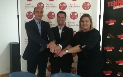 Jordi Andreu (president Cercle), Jordi Tamayo (FCT) i Laura Reyes (regidora d'esports) | Sergi Park