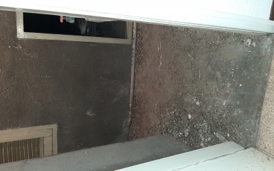 Imatge de l'acumulació d'excrements de colom en aquest edifici del carrer Regàs | Ricard González