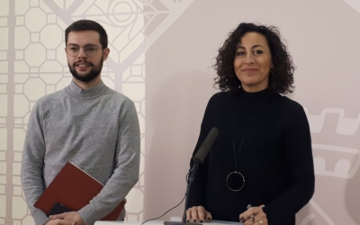 Montse González i Eloi Cortés, després de la Junta de Govern/ Karen Madrid