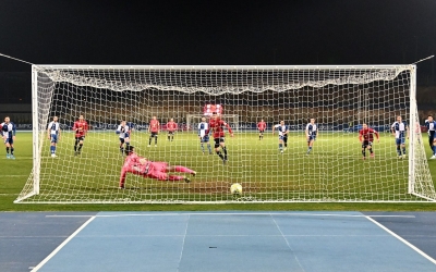 Imatge del gol que va donar els tres punts als nuciers | CF La Nucía