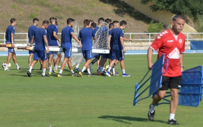La plantilla del Sabadell, en una sessió enguany | Roger Benet