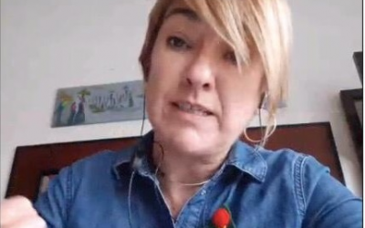 Lourdes Ciuró en un moment de la roda de premsa telemàtica