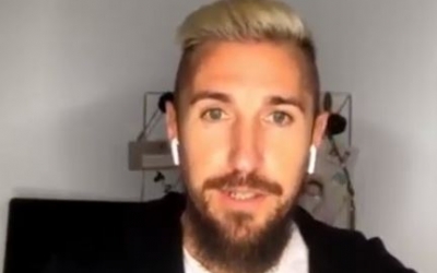 Ángel Martínez, capità del Sabadell, en el moment del directe a Instagram al programa Hotel Suís | Instagram