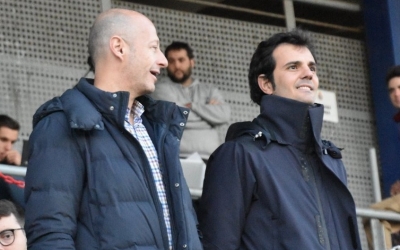 Calzada i Batlle, en el darrer partit de lliga jugat a Sant Adrià | Críspulo Díaz