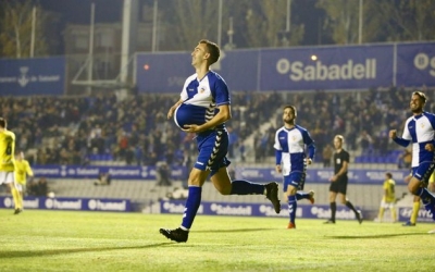 Imatge del gol amb dedicatòria de 'Lanza' contra l'Ejea | Arxiu RS