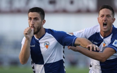 Aleix i Édgar, celebrant el gol contra el Barça 'B' | CE Sabadell