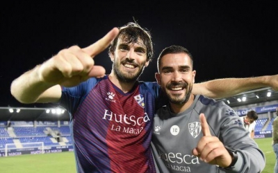 Eugeni (esquerra) no té protagonisme a Osca després de l'ascens | Cedida