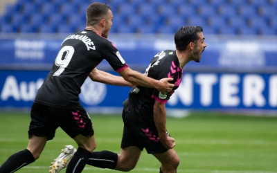 Óscar Rubio, celebrant el seu gol al Tartiere | Roger Benet