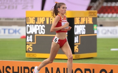 Domínguez corrent ahir a l'estadi Kasarini | RFEA - Miguelez Team