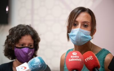 Marta Morell i Marta Farrés, atenent els mitjans de comunicació aquest diumenge | Roger Benet