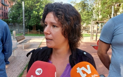 Marta Morell, durant la roda de premsa d'aquest matí/ Karen Madrid