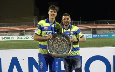 Dani Almazán, en la celebració del títol amb David Villa | Dani Almazán