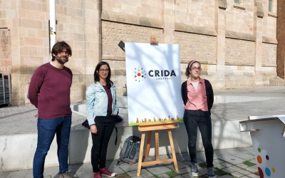 Guillem Fuster, Esther Saborido i Anna Lara durant la roda de premsa d'aquest matí | Núria García