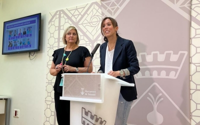 La regidora d'Esports, Laura Reyes, i l'alcaldessa de Sabadell, Marta Farrés, a la roda de premsa d'avui | @Aj_Sabadell