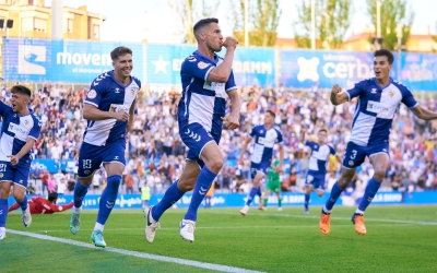 Néstor Querol dissabte celebrant el 2-1 contra el Cornellà | Pedro Salado