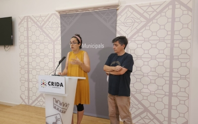 Anna Lara i Lluís Perarnau durant la roda de premsa d'aquest matí 