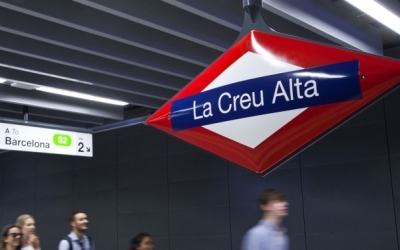 Imatge d'un cartell de l'estació de La Creu Alta dels Ferrocarrils | Roger Benet