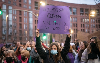 Una manifestant el 8M a Sabadell | Roger Benet
