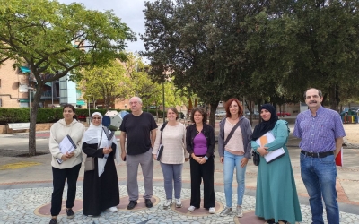 Responsables del projecte A-Porta, a Can Puiggener/ Karen Madrid