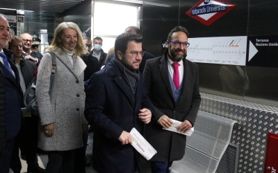 Pere Aragonès i Juli Fernàndez a l'estació Vallparadís Universitat de Terrassa | ACN