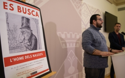 Cartell de l'Home dels Nassos, durant la presentació a la premsa/ Roger Benet