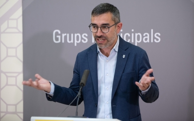 Gabriel Fernández a la roda de premsa d'avui | Roger Benet