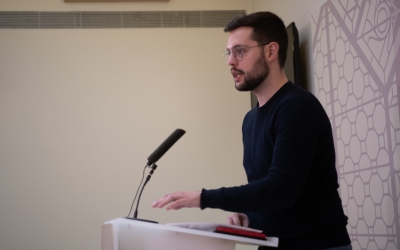 Eloi Cortés, en una roda de premsa/ Roger Benet