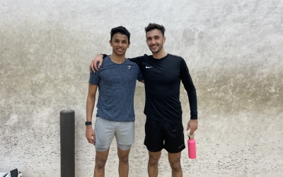 Iker Pajares i Velavan Senthilkumar després del partit d'exhibició | Guillem Llorens