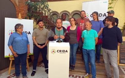 Els integrants de la Crida, en una roda de premsa a l'Arteneu/ Karen Madrid