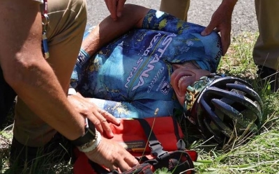 De la Cruz, en el moment de la caiguda | AFP