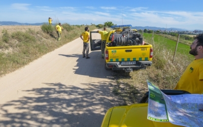 Voluntaris de l'ADF fent treballs de prevenció al rodal 