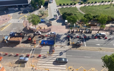 Obres a la Gran Via a l'altura del Parc Taulí | Aigües de Sabadell