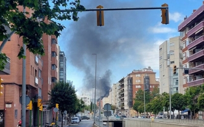 La columna de fum, vista des de la Gran Via | Cedida