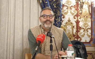 Manuel Forcano, durant l'acte al Museu d'Art | Karen Madrid