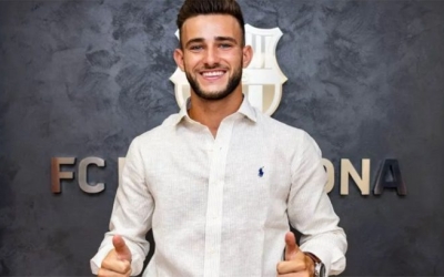 Polo durant la seva presentació com a jugador del Barça Atlètic | FCB