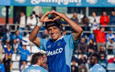 Ripoll celebrant un gol al Camp d'Esports | Lleida Esportiu