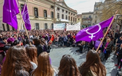 Manifestació a la plaça Sant Roc del 8M