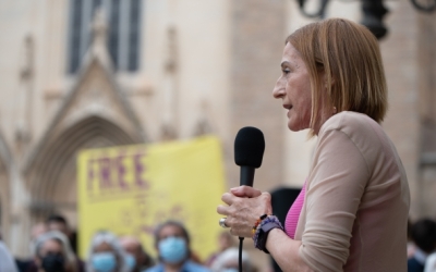 Carme Forcadell en un acte a Sabadell