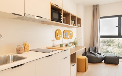 Una de les habitacions de la nova residència d'estudiants de Sabadell 